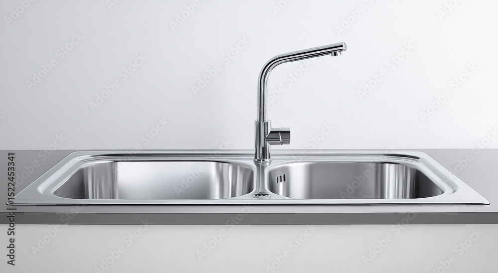Modern stainless steel kitchen sink with sleek faucet design Modern stainless steel kitchen sink with sleek faucet design