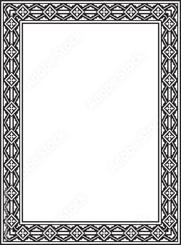 Vector black monochrome square classic renaissance ornament. Rectangle, european border, revival style frame
