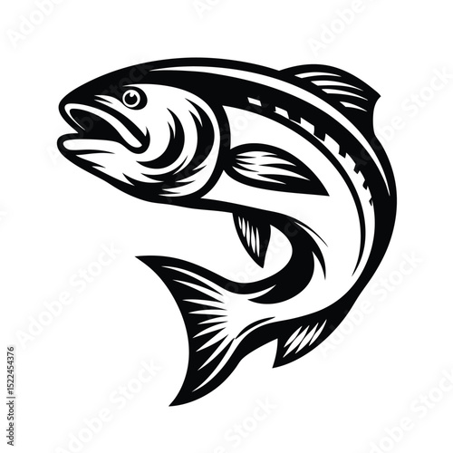fish silhouette in an upstream jumping pose