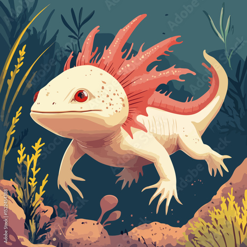 axolotl, reptile, vector, transparent background, creature, nature, cute, icon, animal, amphibian, aquarium, isolated, Ambystoma mexicanum