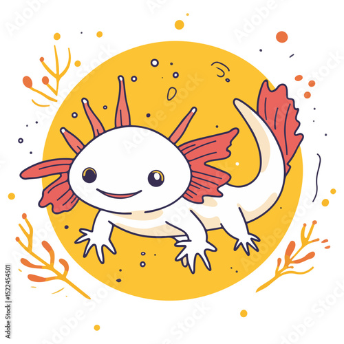 axolotl, reptile, vector, transparent background, creature, nature, cute, icon, animal, amphibian, aquarium, isolated, Ambystoma mexicanum