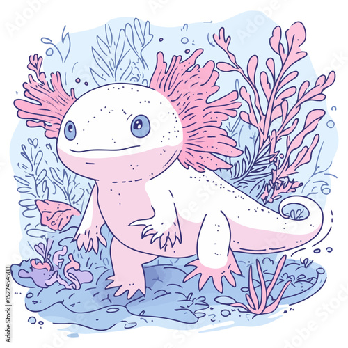axolotl, reptile, vector, transparent background, creature, nature, cute, icon, animal, amphibian, aquarium, isolated, Ambystoma mexicanum
