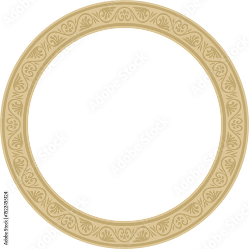 Vector golden round classic byzantine ornament. Circle, ring, border, Ancient Greece, Eastern Roman Empire frame. Decoration of the Russian Orthodox Church

