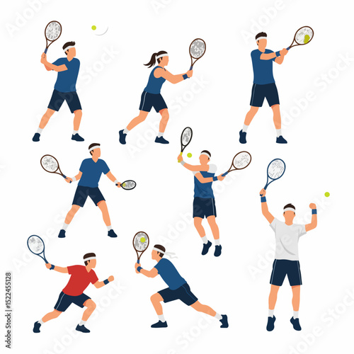 Tennis player action poses sport match competition