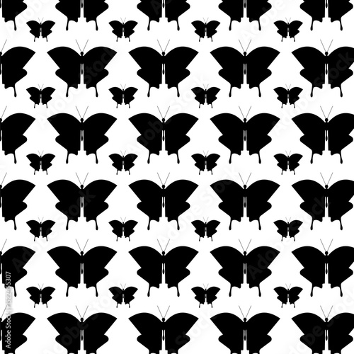 Black and white butterfly silhouette pattern vector