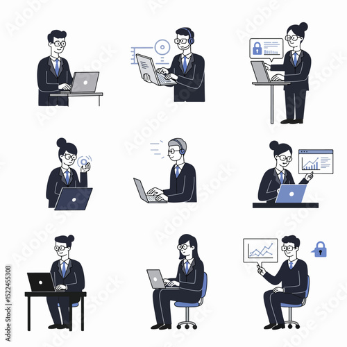 Business people working laptop office communication concept