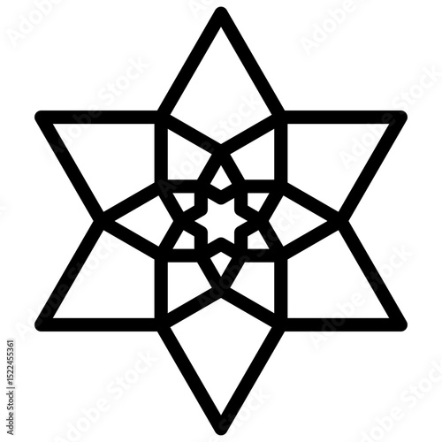 Recursive star. Editable stroke vector icon.