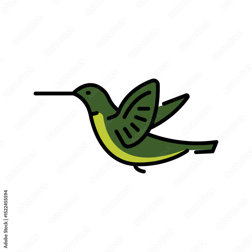 Obraz premium ruby throated humming color flat line icon for digital and print projects. North american animals.