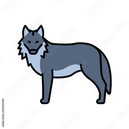 gray wolf color flat icon for digital and print projects. North american animals.