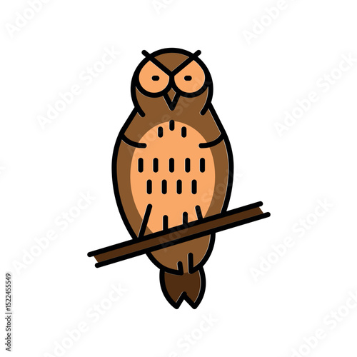 northern spotted owl color flat icon for digital and print projects. North american animals.