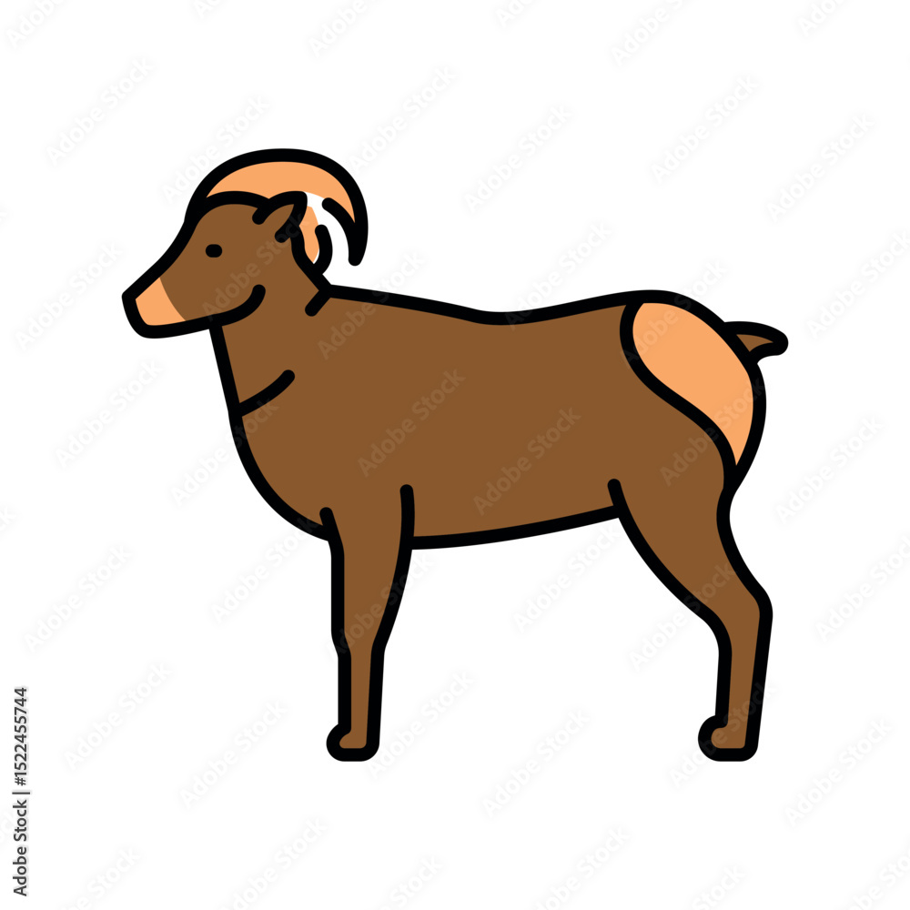 Fototapeta premium bighorn sheep color flat icon for digital and print projects. North american animals.