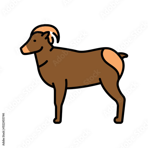 bighorn sheep color flat icon for digital and print projects. North american animals.