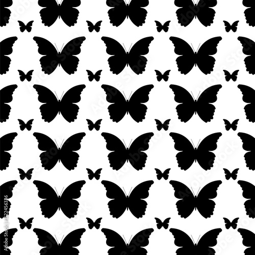 Black and white butterfly silhouette pattern vector