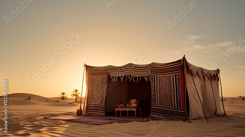 The Bedouin tent in the middle of the desert 