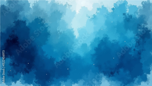 Abstract cerulean blue watercolor wash texture background wallpaper. Copy space, cold ice color art, contemporary artistic backdrop.
