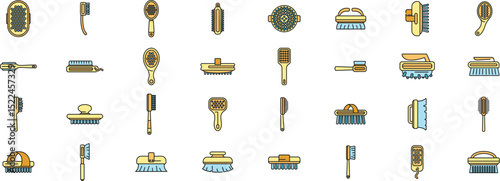 Pet brushes in various shapes and sizes, designed for grooming different types of animals, promoting hygiene and well being