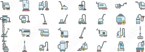 Diverse cleaning equipment ensuring spotless surfaces and promoting hygiene in various settings