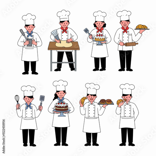 Bakers cooking and baking, culinary profession