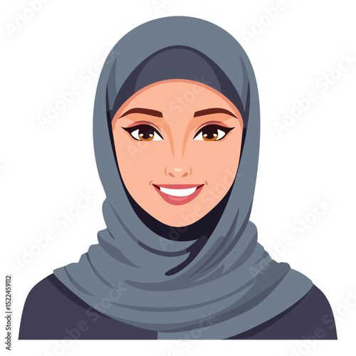 Flat Vector. Portrait of only one Woman. Simple Background.