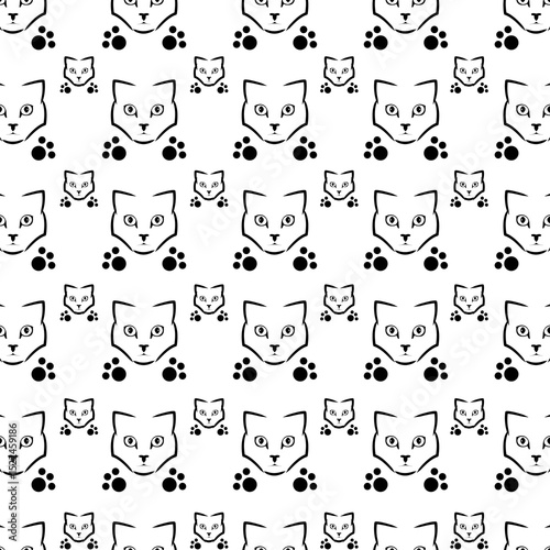 Black and white cat pattern vector