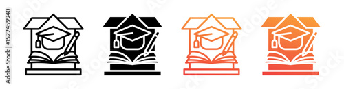Homeschooling Multi Style Icon Set Vector 