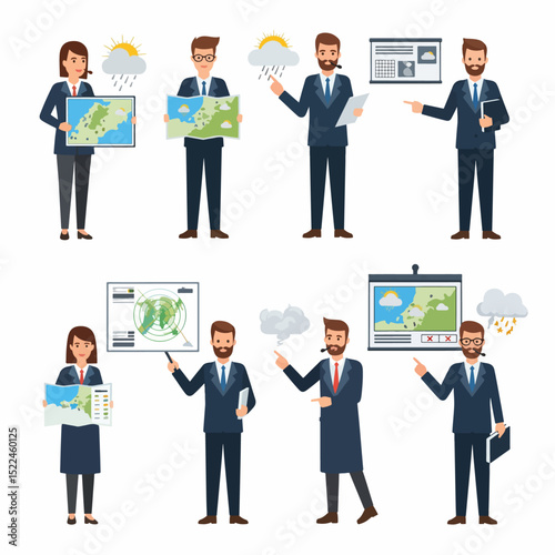 Weather forecasters presenting weather conditions