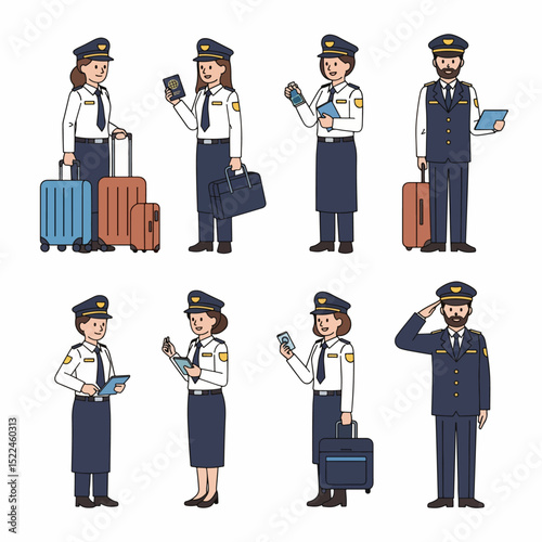 Airport security staff checking documents and luggage