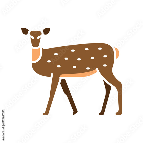 white tailed deer color flat icon for digital and print projects. North american animals.