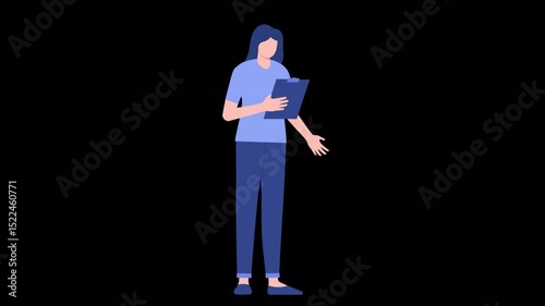 Women With Checklist Animation HD On Alpha