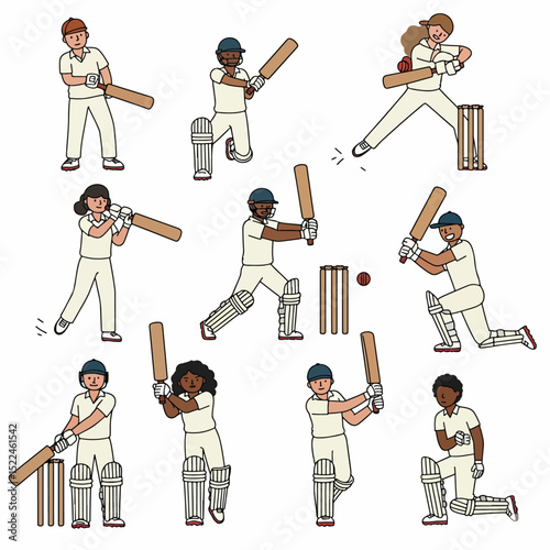 Cricket batsman figures play cricket sports activity