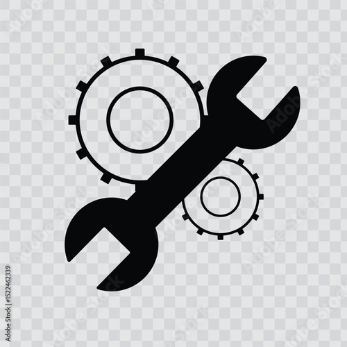Repair Tool Vector Icon. Service Symbol. Gear, Screwdriver And Wrench.