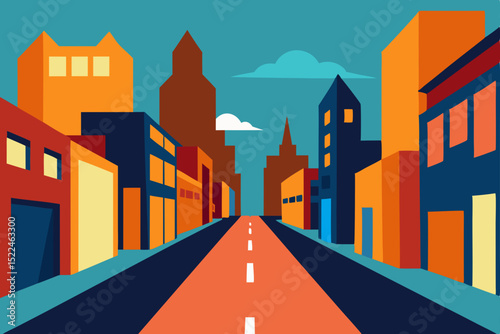 Vibrant Cityscape A Colorful Street Scene Illustration