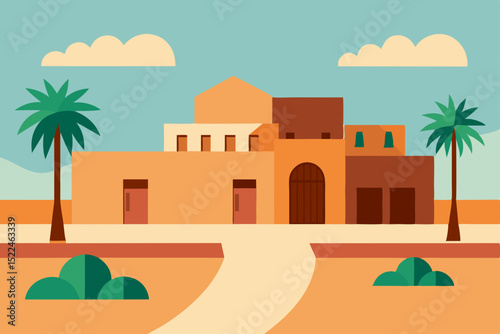 Desert Oasis Architectural Design of a Traditional House in Arid Climate