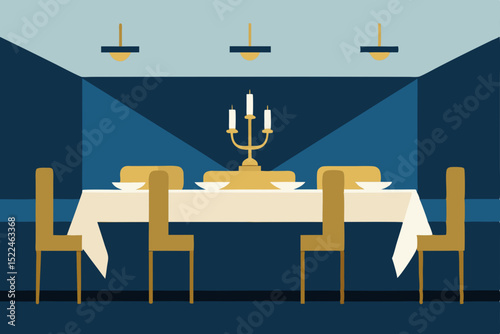 Elegant Dining Room Interior Candlelit Table Setting Design