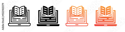 Digital Book Multi Style Icon Set Vector 