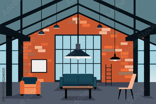 industrial loft with exposed brick walls metal