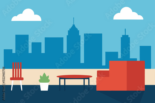 City Rooftop Oasis Modern Minimalist Terrace Design with Urban Views