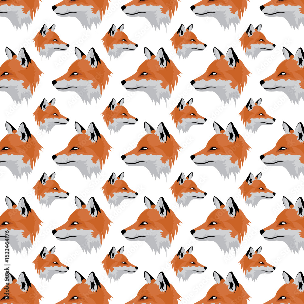 Obraz premium Orange fox head pattern vector