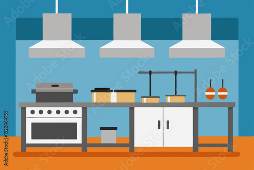 Vector illustration set of home and office furniture icons, including kitchen elements