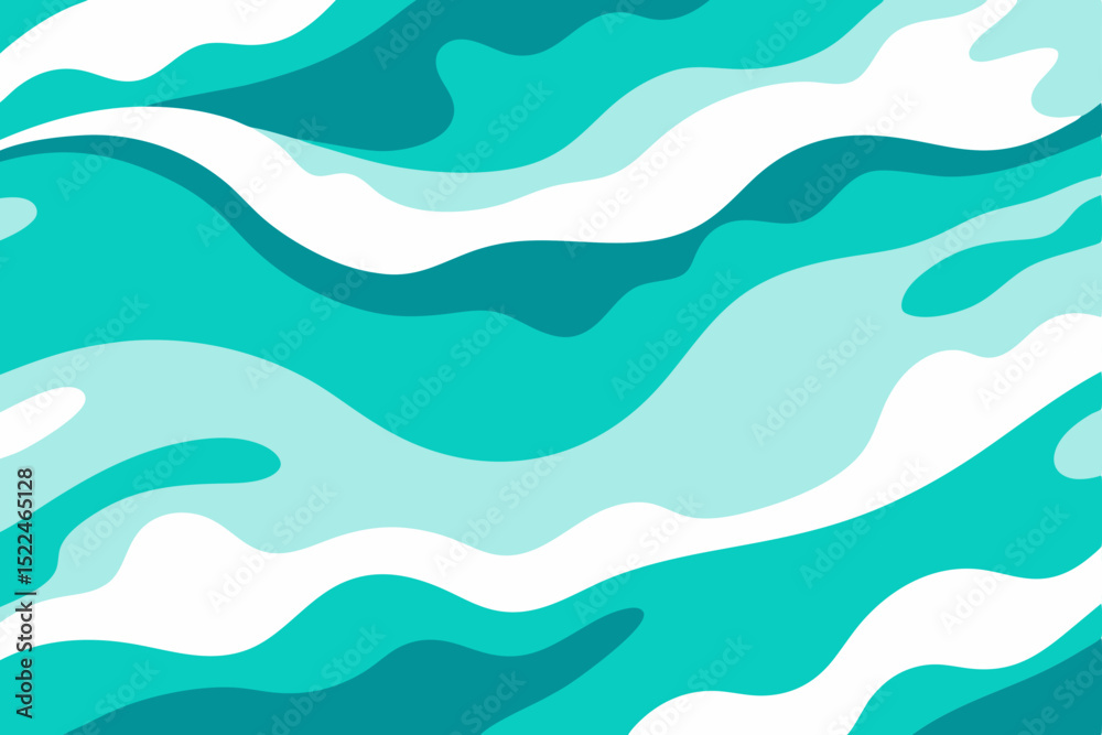 Seamless pattern with blue wavy ocean water texture illustration