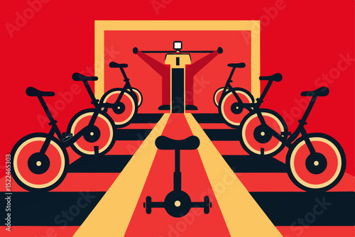  spinning studio with rows of bikes and motivation