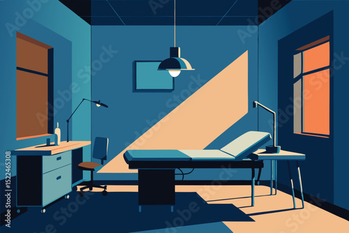 sketch of medical examination room with patient 