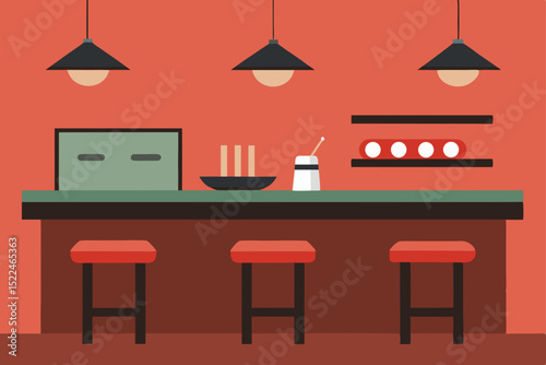 Modern home interior design with kitchen, living room, and office furniture icons