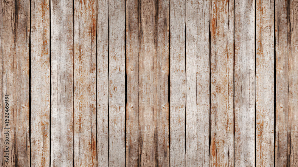 Naklejka premium Vertical wooden planks with faded brown tones create a rustic and textured background surface.