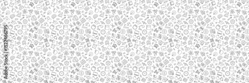 Pattern of back to school line icon school supplies on white background for shopping, sale,banner, social media post. Vector illustration.