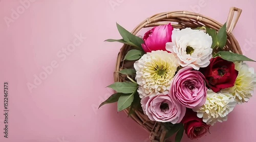 bouquet of flowers in a basket
