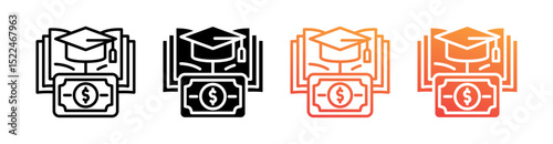 Tuition Multi Style Icon Set Vector 