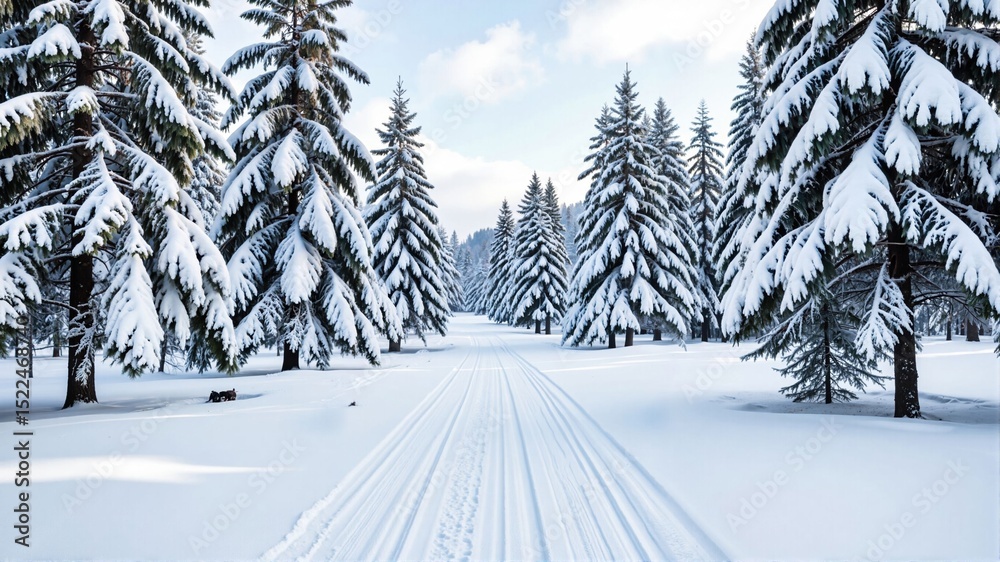 Obraz premium road in winter forest