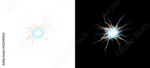 Blue, lightning, bolt, effect, clip art electric PNG flash with thunderbolt and power zap. PNG Overlay on transparent background, striking energy and shock visuals for electric storm designs.