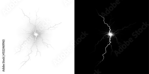 Lightning, electricity, energy, power, thunderstorm — glowing PNG flash with electric strike. PNG Overlay on transparent background, isolated light effect for white energy-themed designs.